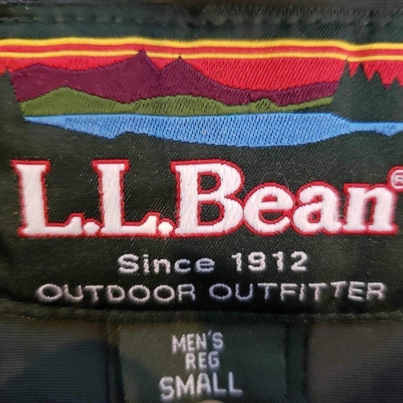 LL Bean Jacket Classic Full Zip Lined Nylon Mens Small Green Hood Midweight - Picture 7 of 11
